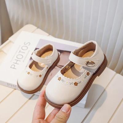 Children's Leather Shoes Spring Autumn Versatile Kids Mary Jane Shoes Fashion Embroidered Flower Causal Princess Shoes for Girls