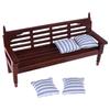 1:12 Dollhouse Miniature Sofa With 4 Pillows Toy Wood Dollhouse Furniture