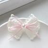 Hairpin Embroidery Lace Ribbon Bowknot Decor Hair Clip with Imitation Pearls Bangs Ponytails Buns Hair Accessories