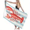 1pc Vintage Red Lobster Beach Towel Detailed Lobster Bath Towels Soft Unisex Oversized Towel for Swimming Travel Camping