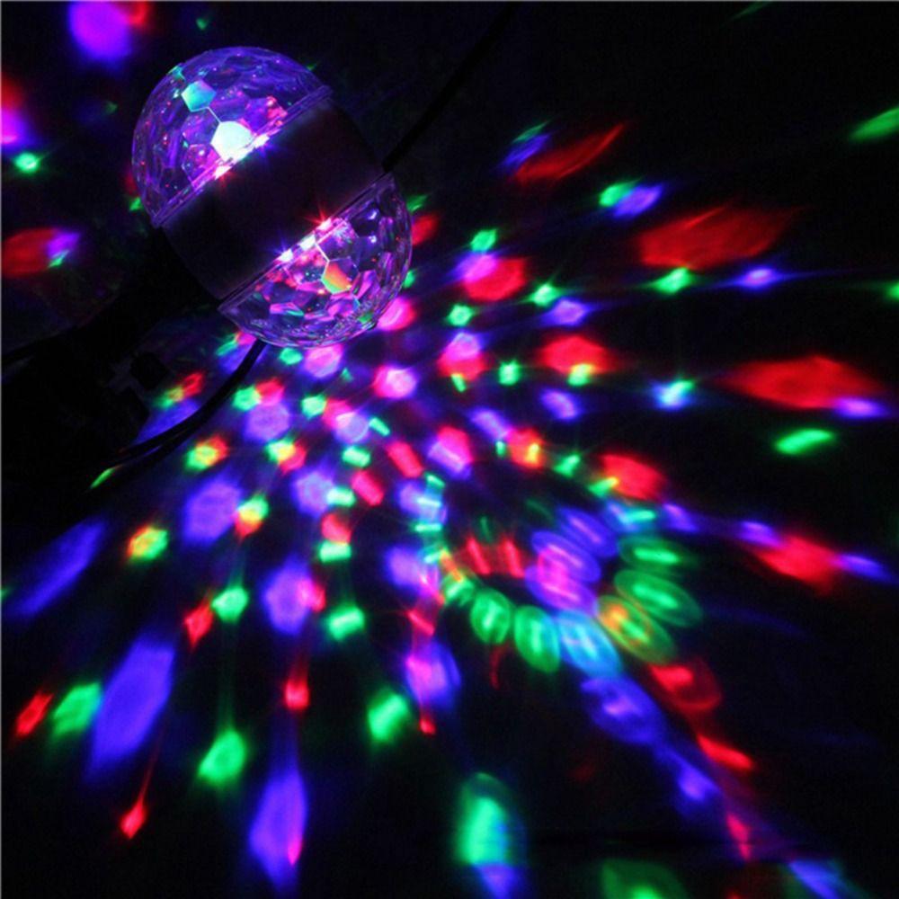 Auto Rotating Crystal Strobe RGB Lamp Dual Head Disco Lights E27 LED Bulb  Halloween