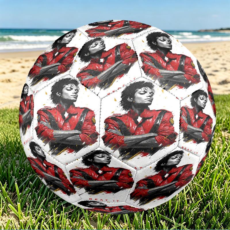 Michael Jackson Print Size 5 Soccer Ball, PU Wear Resistant Football for Match Training and Daily Practice, Birthday Gift for Soccer Fans