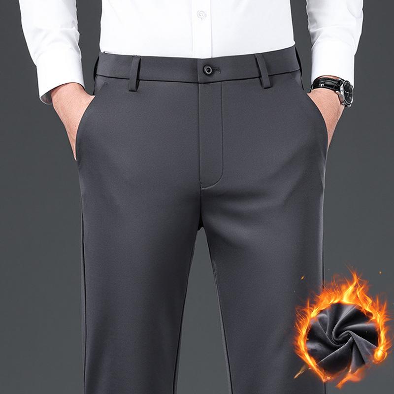 Men's Casual Pants for Men Plus Velvet Thickened High-end Medium and High Waist Autumn and Winter Youth High-end Business Trousers Straight Pants