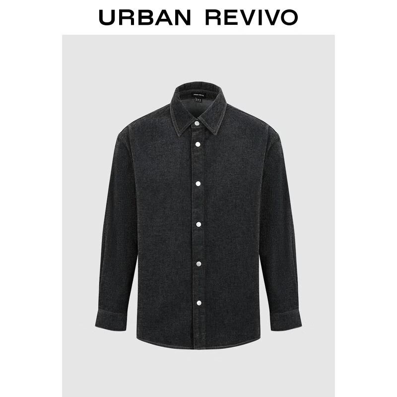 UR Men s Denim Lapel Loose Casual Shirt M