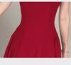 2025 Elegant Red Swing Skirt Dress: New French-Style Suspender for Women