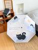Small Black Cat Umbrella Men and Women Rain Or Shine Dual-Use Folding Sun Protection UV Protection Sun Umbrella Cute Student Children