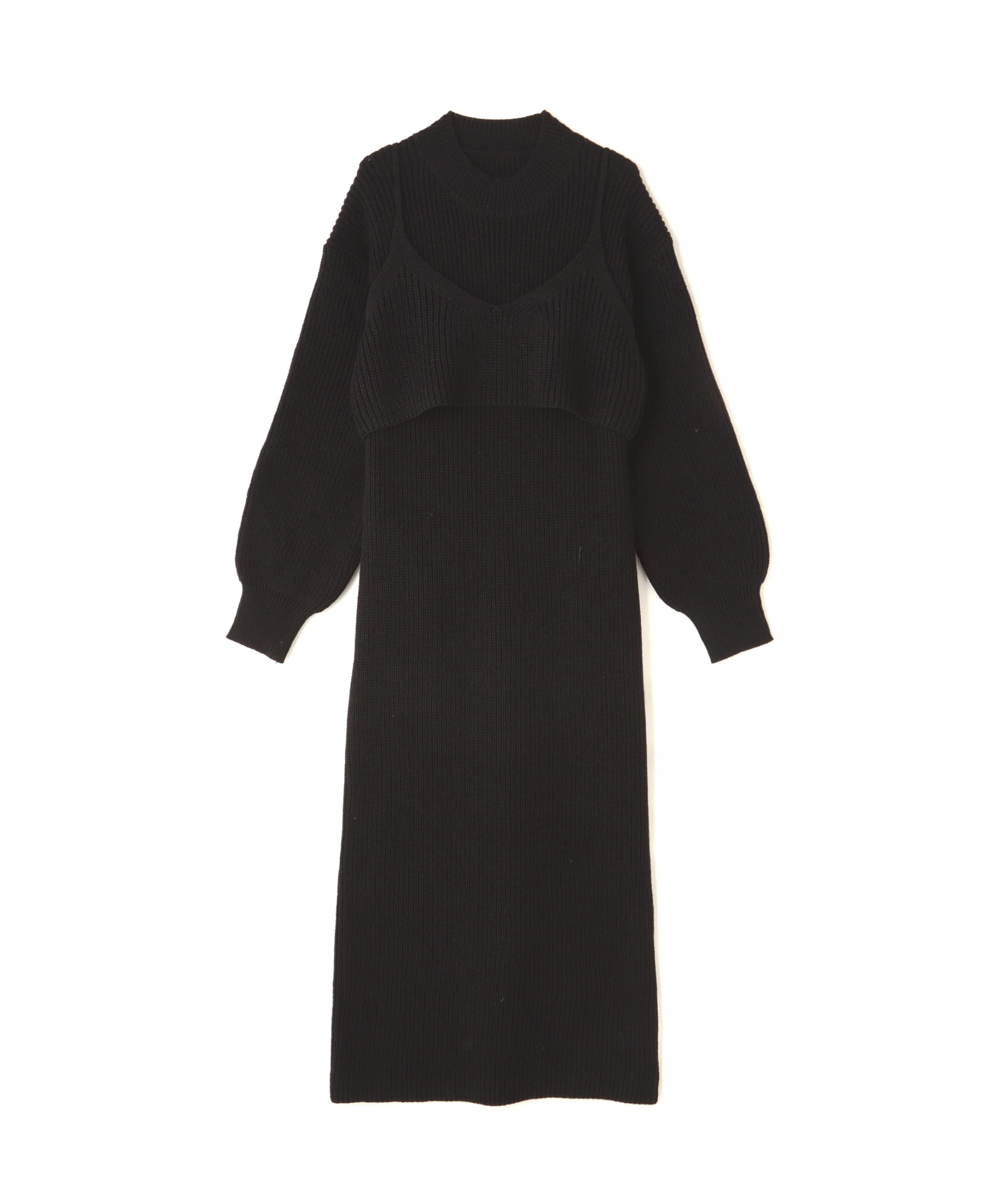 

Красивое повседневное платье Компактный бюстье Вязаное платье Черное [Натуральный базовый] Женское чёрный