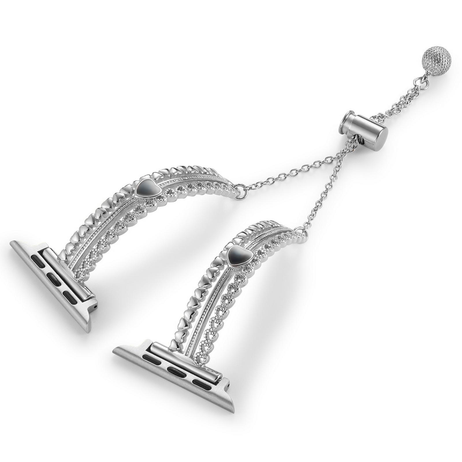 

Для Apple Watch Series 10 42 мм/9 8 7 41 мм/SE (2023) SE (2022) SE 6 5 4 40мм/3 2 1 38мм Медный браслет Циркон Сердце любви Ремешок для часов Silver