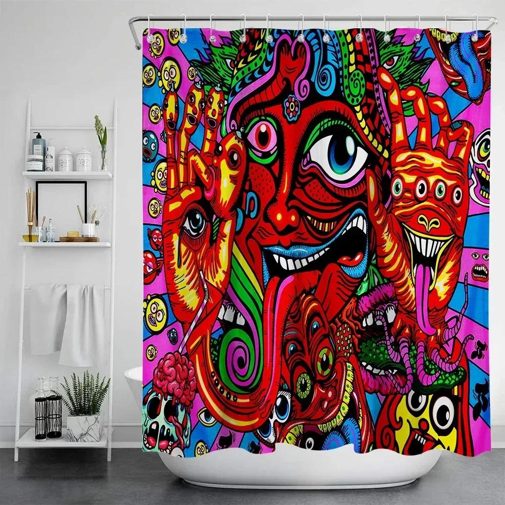 New Modern Style Psychedelic Series Shower Curtain Polyester Waterproof Mildew Proof Abstract Eyes Bathroom Curtain With Hooks