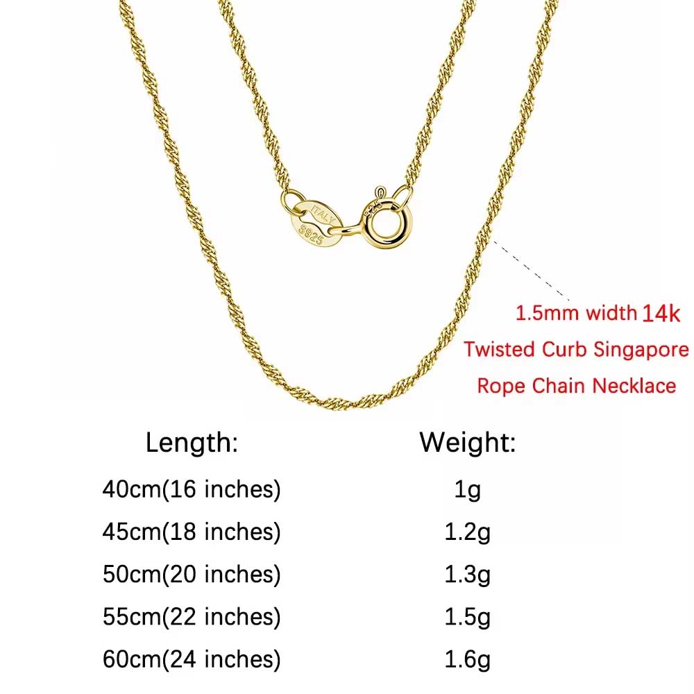 Rinntin 925 Silver Italian Handmade 1.2mm Chopin Chain Necklace for Women Fashion Simple Basic Neck Chain Jewelry SC53