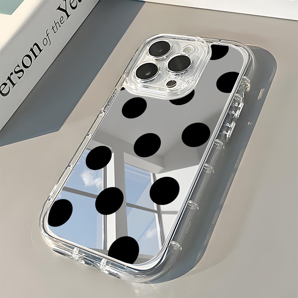 Minimalist Round Dots Pattern Soft Phone Case For iPhone 11 12 13 14 15 16 17 Pro Max 17 Air X XR XS 7 8 Plus Mirror Back Cover