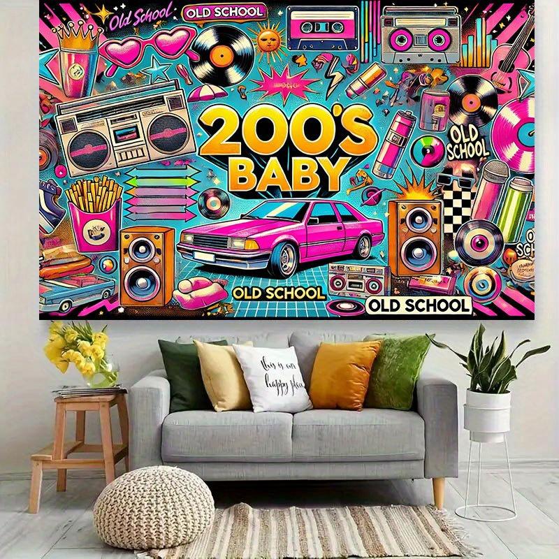 A 2000s retro "old-school" party banner - an exceptionally stylish polyester fiber wall decoration