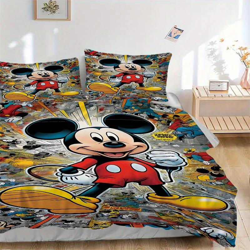 

3 шт. Комплект постельного белья с принтом Микки Мауса, Дышащий и мягкий, Можно стирать в машине, Рождественский подарок, Подходит для украшения спальни, 106 135x200cm