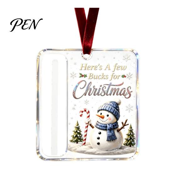 Stocking Stuffer Money Holder Personalized Christmas Cash Ornament, Custom Acrylic Clip for Holiday Versatile Tree Decorations, Unique Hanging