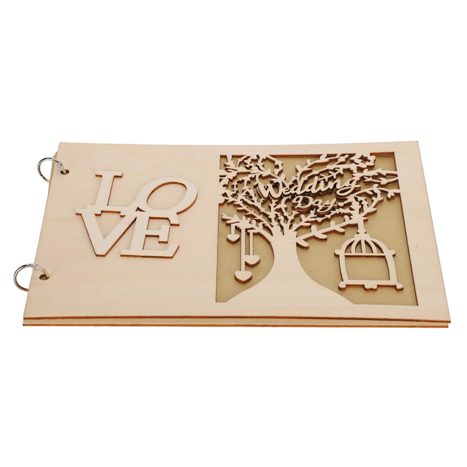 

Wooden Wedding Guest Book Album Message Notebook for Wedding Engagement Decoration Type 1