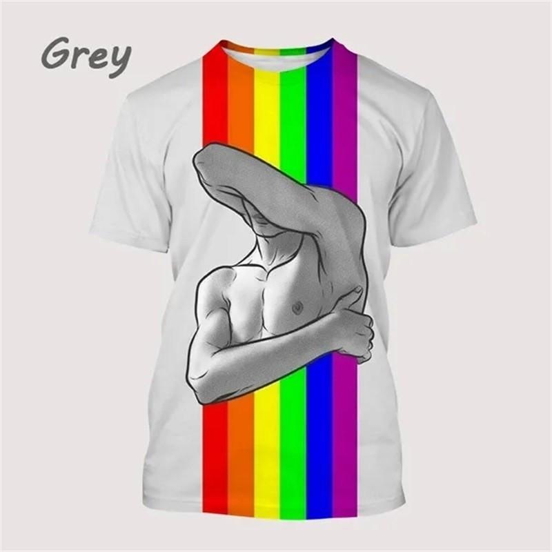 New Fashion Rainbow Pattern T-Shirt 3D Print Summer Casual Men's Round Neck Short Sleeve Hip-Hop Top