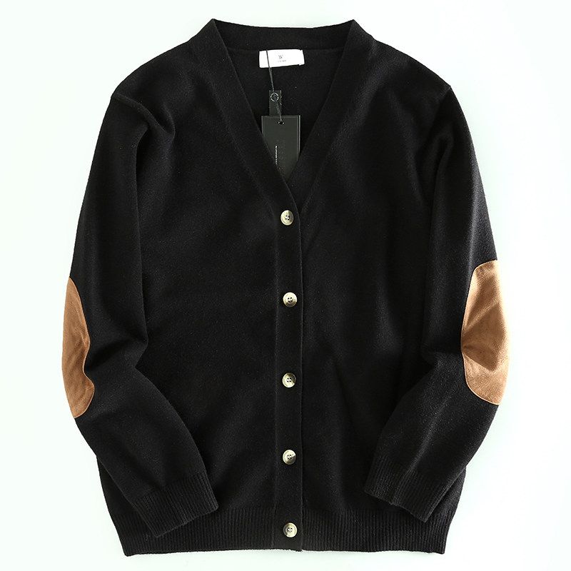 Экспортный Пэчворк Модальный Вязаный Кардиган Свитер Высококачественный Японский Заказ Мужская Вязаная Одежда Black XL