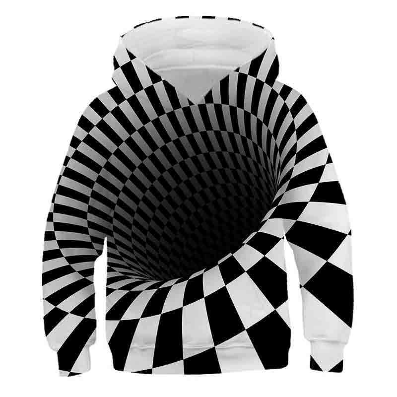 3D Černobílé designové mikiny Dětská mikina přes hlavu s dlouhým rukávem Chlapecká Dívčí Mikina Topy Streetwear Dětské oblečení Sudadera