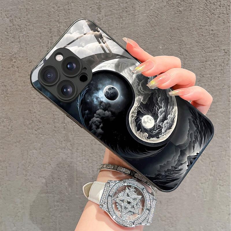 Tvrzené sklo na telefon s motivem vzoru Bagua Yin Yang Pro iPhone 17 Pro Max 16 15 14 13 12 11 17Air 16E 7 Plus XR XS Kryt