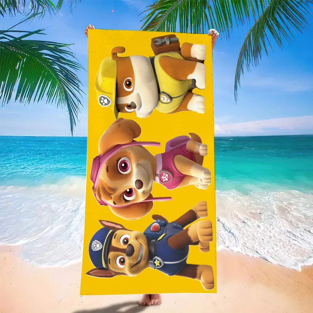 P-PAW Patrol Раббл Скай Чейз Пляжное полотенце, Детские мультяшные собаки Быстросохнущее банное полотенце 40X60CM