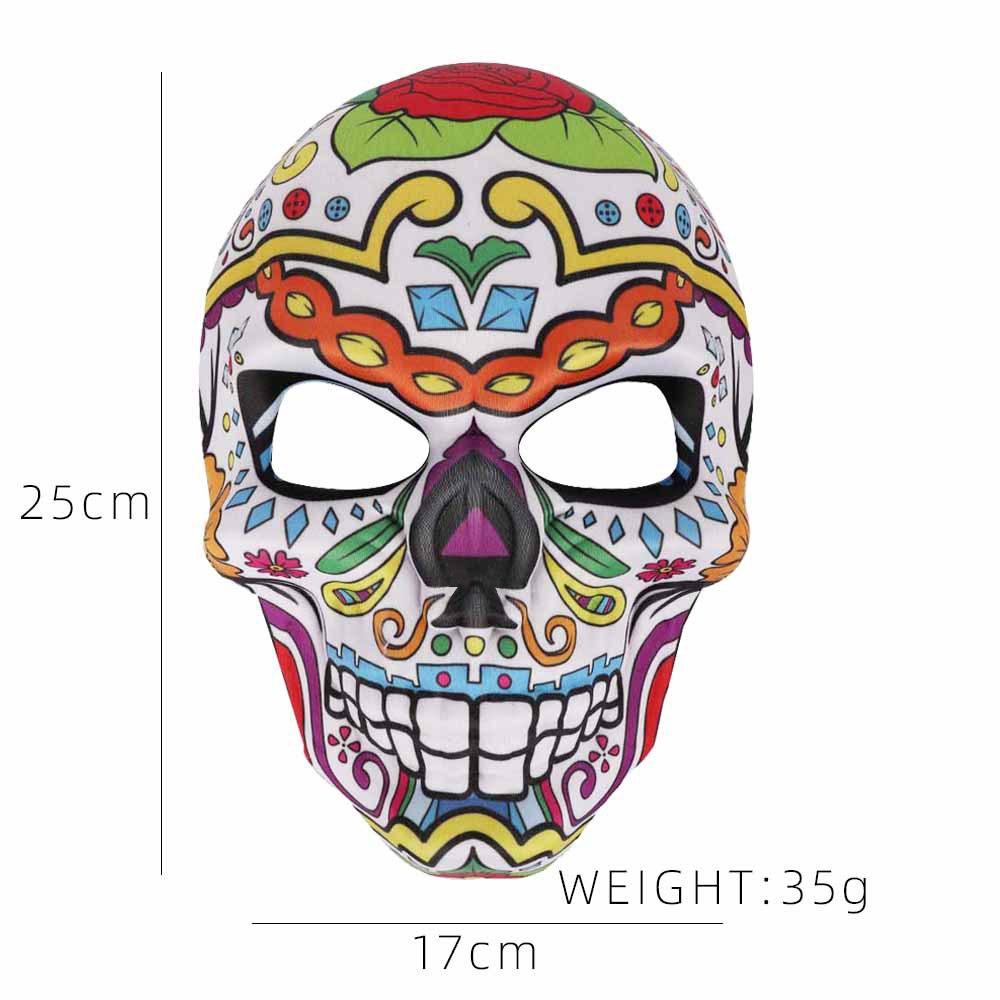 Colorful Printed Skull Horror Mask Halloween Day of The Dead Cosplay Carnival Masquerade Ball Party Decoration Prop