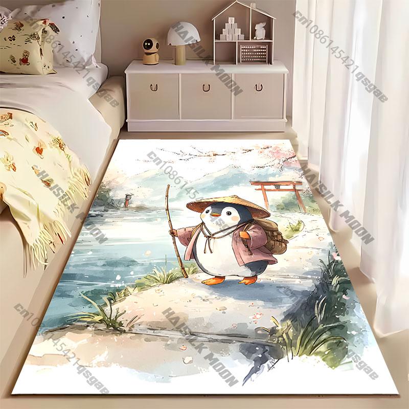 Pinguin Reisender friedliche Naturreise Teppich Yoga Wohnzimmer Raumdekoration Kinder Krabbeldecke Fußmatte Bereichsteppich
