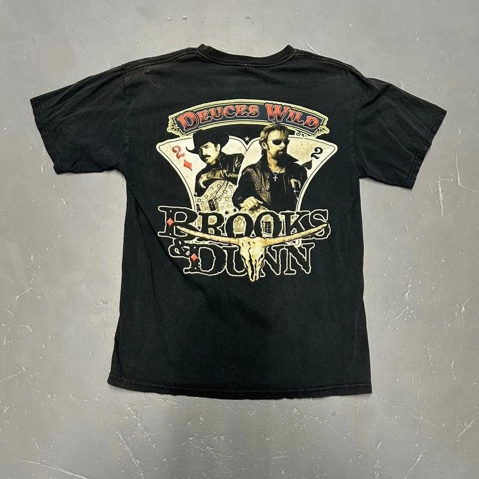 

Винтажная хлопковая футболка Brooks & Dunn Deuces wild с большим принтом, стиль late 90s/y2k, кантри S