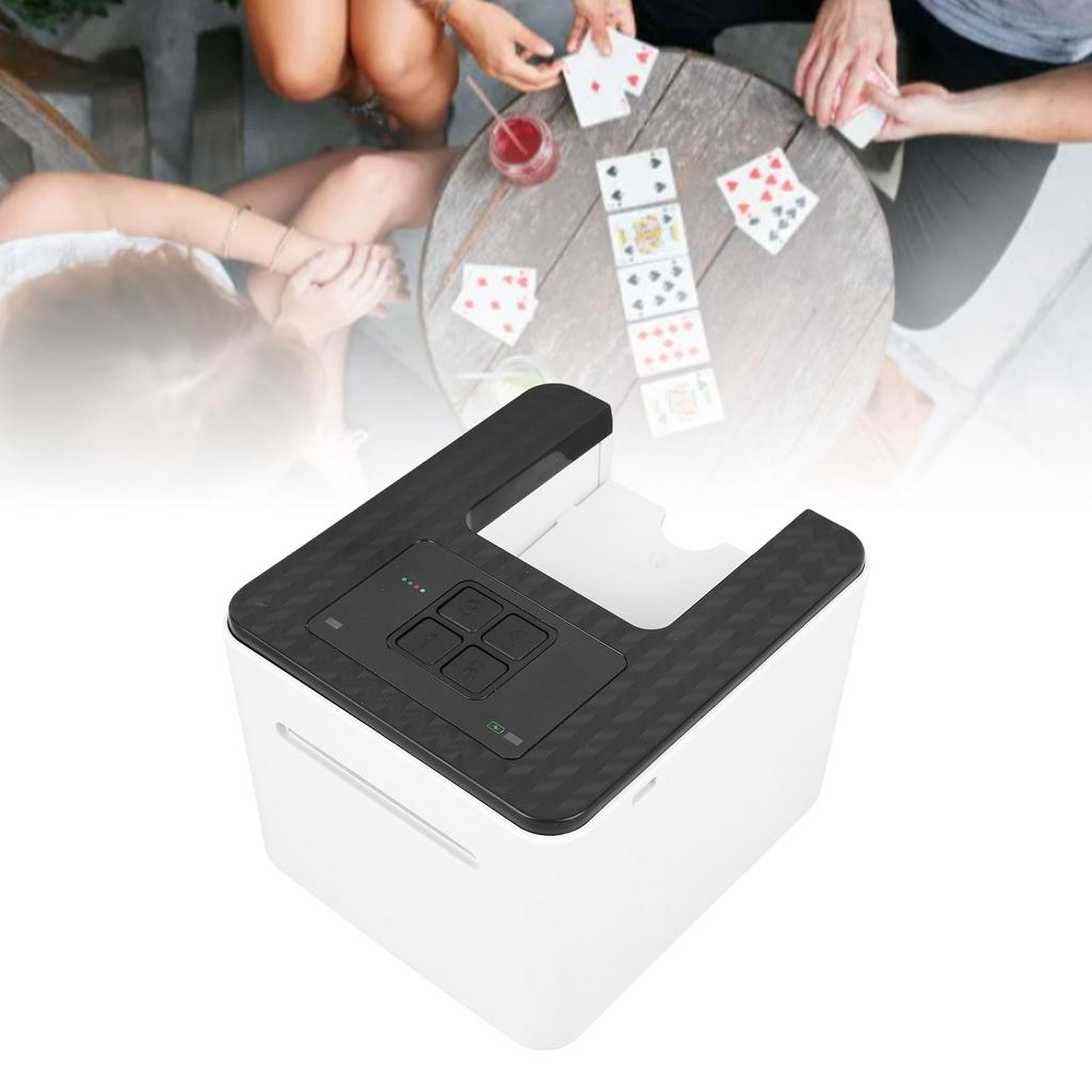 Automatic Poker Card Shuffler and Dealer Machine, 360 Degree Electric Card Dealer for 2-4 Players, with 4000mAh Battery, Programmable Settings,