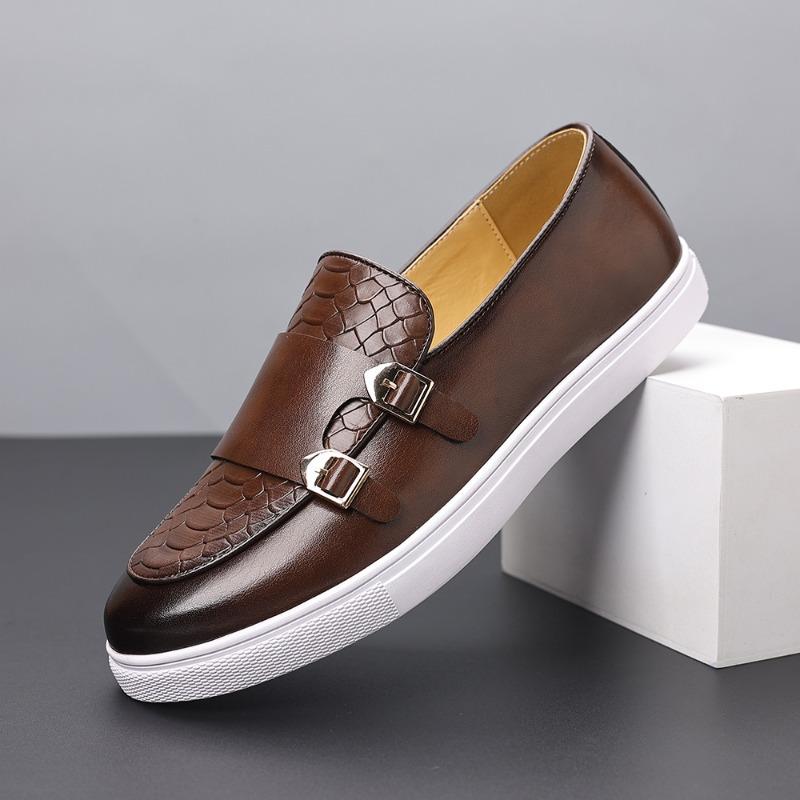 45 large size 46 men's shoes fashion casual leather shoes men's shoes men's white bottom loafers
