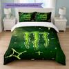 Monster Energy Print 3-delige Dekbedovertrekset 1 Dekbedovertrek en 2 Kussenslopen Zacht Beddengoed Voor Huishoudelijke Slaapkamer