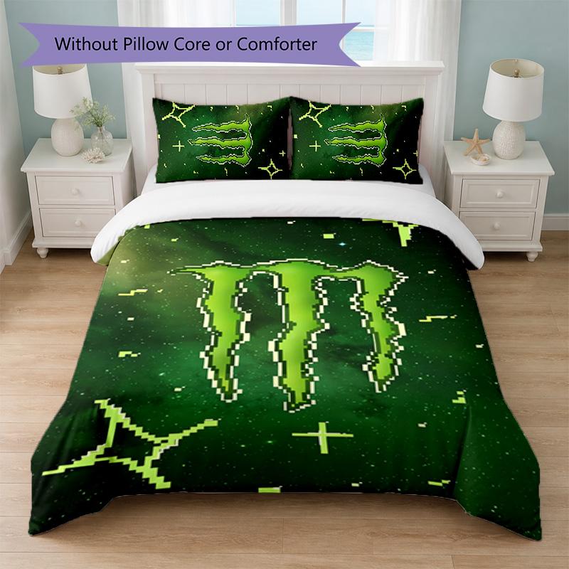 Monster Energy Print 3-delige Dekbedovertrekset 1 Dekbedovertrek en 2 Kussenslopen Zacht Beddengoed Voor Huishoudelijke Slaapkamer