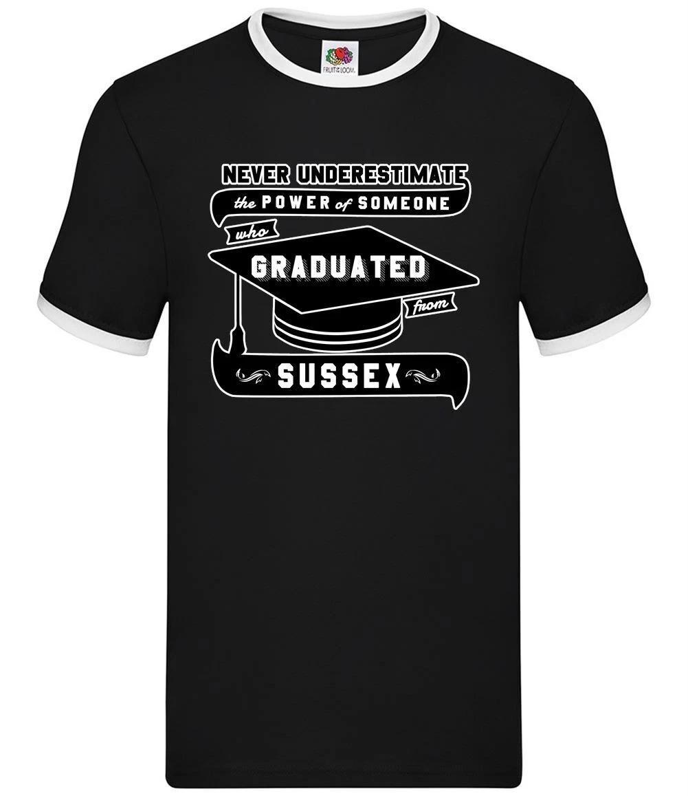 Never Underestimate A Sussex Graduate - Mens Ringer - University Uni Grad 2XL