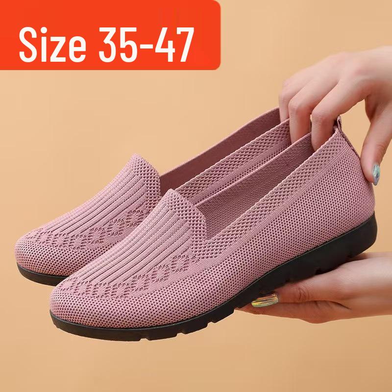 Extra Large Women's Spring & Summer Breathable Flyknit Mesh Shoes for Middle-Aged & Elderly Mothers