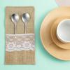 50Pcs Burlap Lace Cutlery Pouch Wedding Tableware Party Supplies Holder Bag Hessian Rustic Jute Table Decoration Accessories