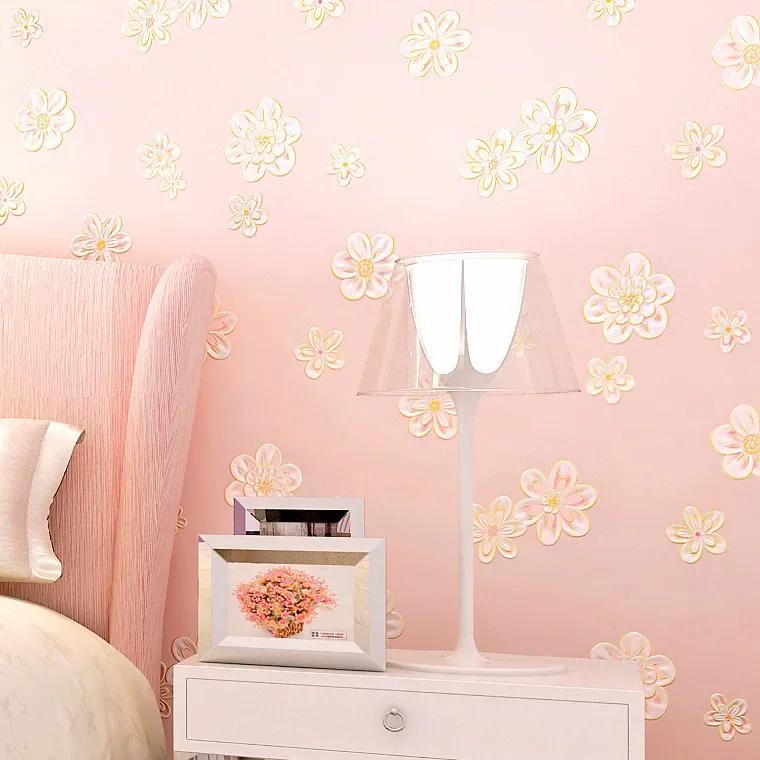 9.5M Thickened 3D Warm Wallpaper for Girls' Room Non woven Non Self Adhesive Wallpaper bedroom decoration