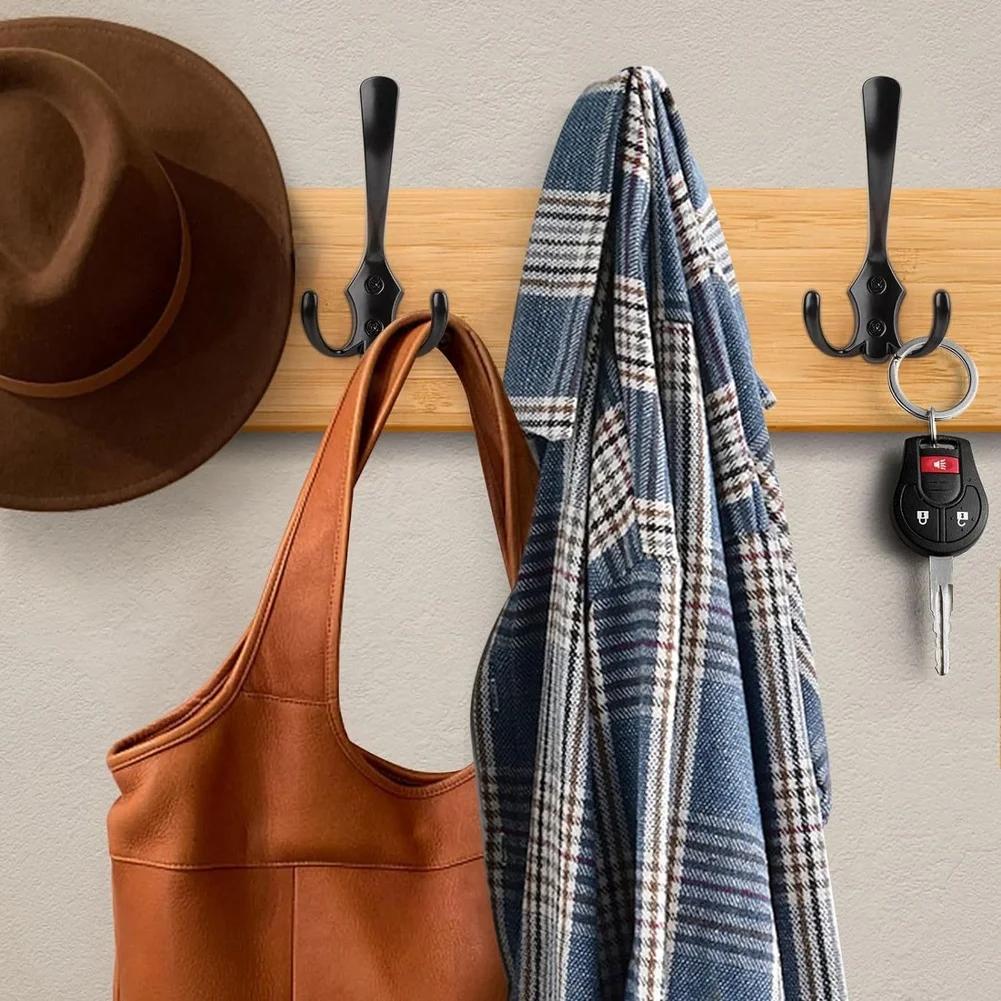 10 Pack Heavy Duty Double Wall Hooks for Maximizing Vertical Storage Space In Entryways Closets Kitchens Bathrooms