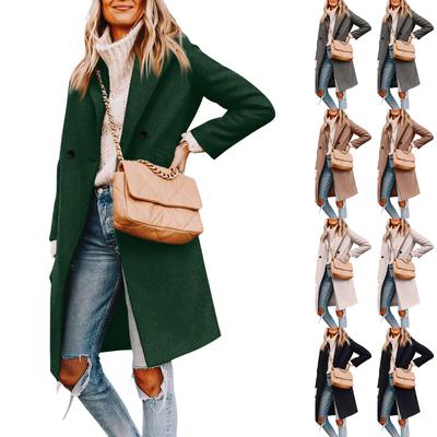 Dames wollen effen jas casual notch revers enkelrijs peacoat