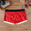 Herren-Boxershorts aus Kunstleder mit bedrucktem Gürtelmuster, Weihnachtsferien, Weihnachtsmann-Party, Kostüm, Unterwäsche