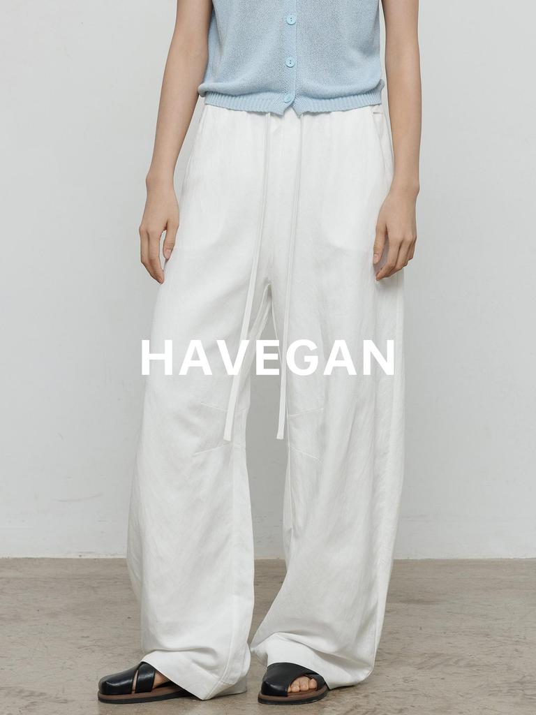 Pantalon d'été décontracté ample à jambes larges en lin pour femme - Style long jusqu'au sol