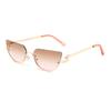 Fashion Retro Semi-Rimless Oval Shades Women's New Trendy Korean Style Travel Sunglasses Chic Metal Rim Decor Sunglasses