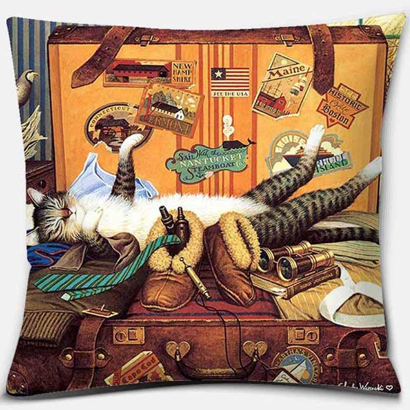 Модная квадратная наволочка с благородным принтом кота, домашний декор, автомобильный диван, наволочка 40x40cm
