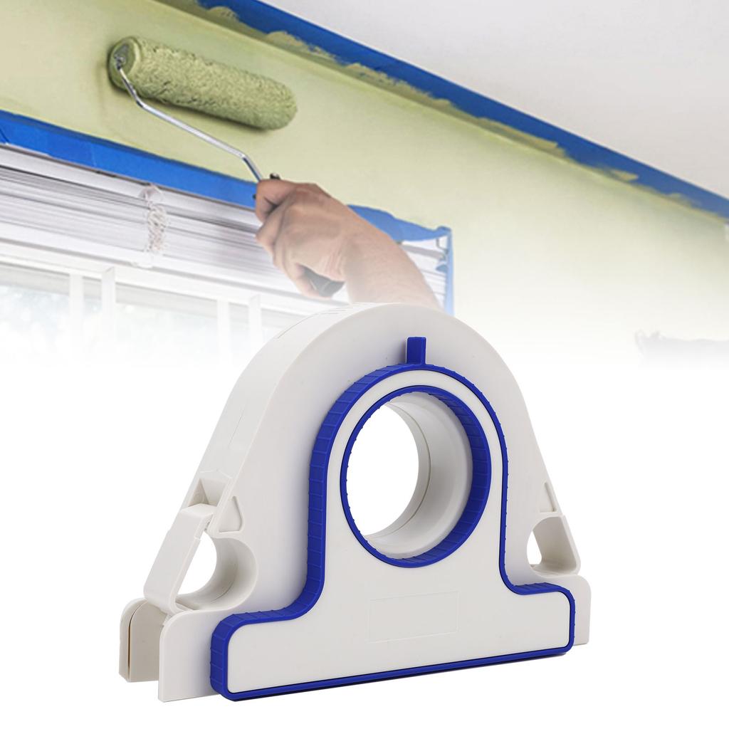 Masking Tape Applicator and 25mm Wide White Sticker Roll Covering Paint Tape Dispenser Cutter for Trim Window Door Frame