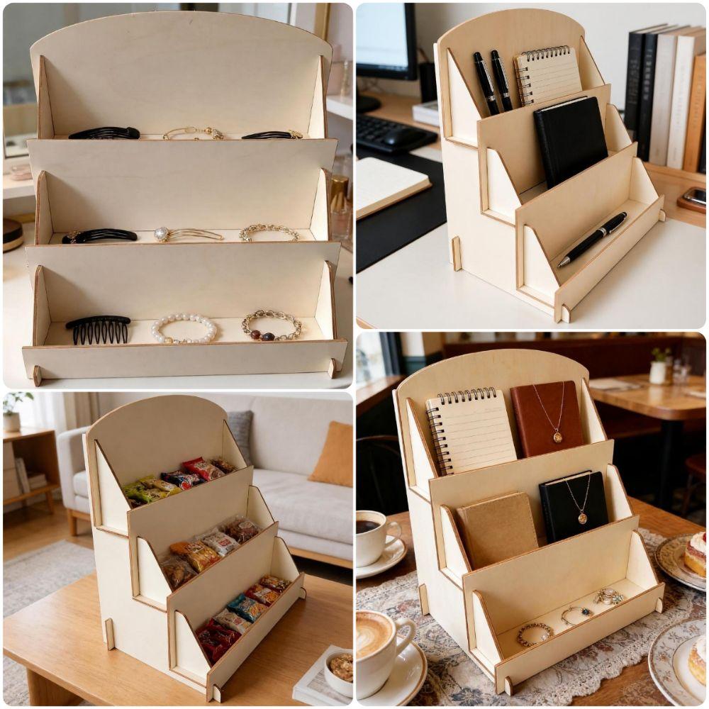 Wood Candy Storage Shelf Multi-Purpose Cookies Storage Rack Book Display Shelf Trade Shows