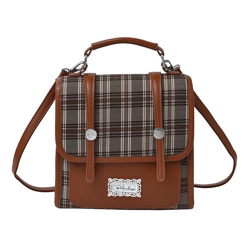 Niche design backpack women's 2025 new autumn fashion high-end small backpack trend plaid handbag bag