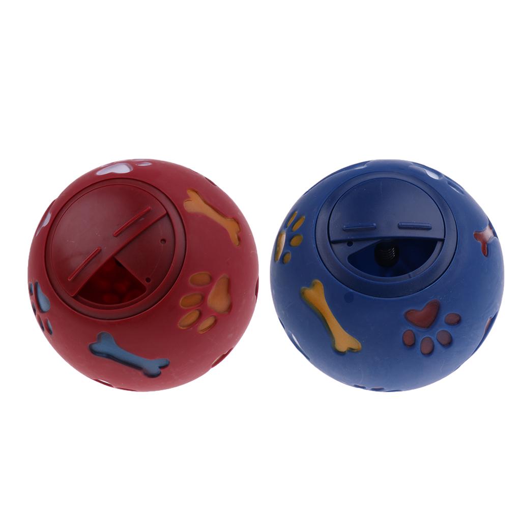 2x Dog Food Dispenser Ball Pet Play Treat Feeder Puppy Chew Toy Blue+
