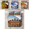 High-definition Digital Print 3-piece Bed Sheet Set For Queen Size Bed Modern Simple Style
