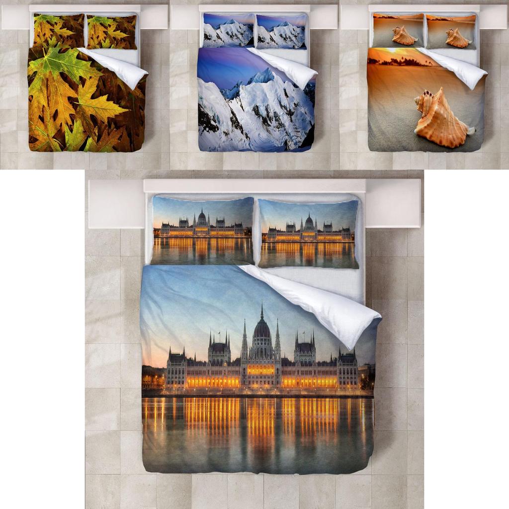 High-definition Digital Print 3-piece Bed Sheet Set For Queen Size Bed Modern Simple Style