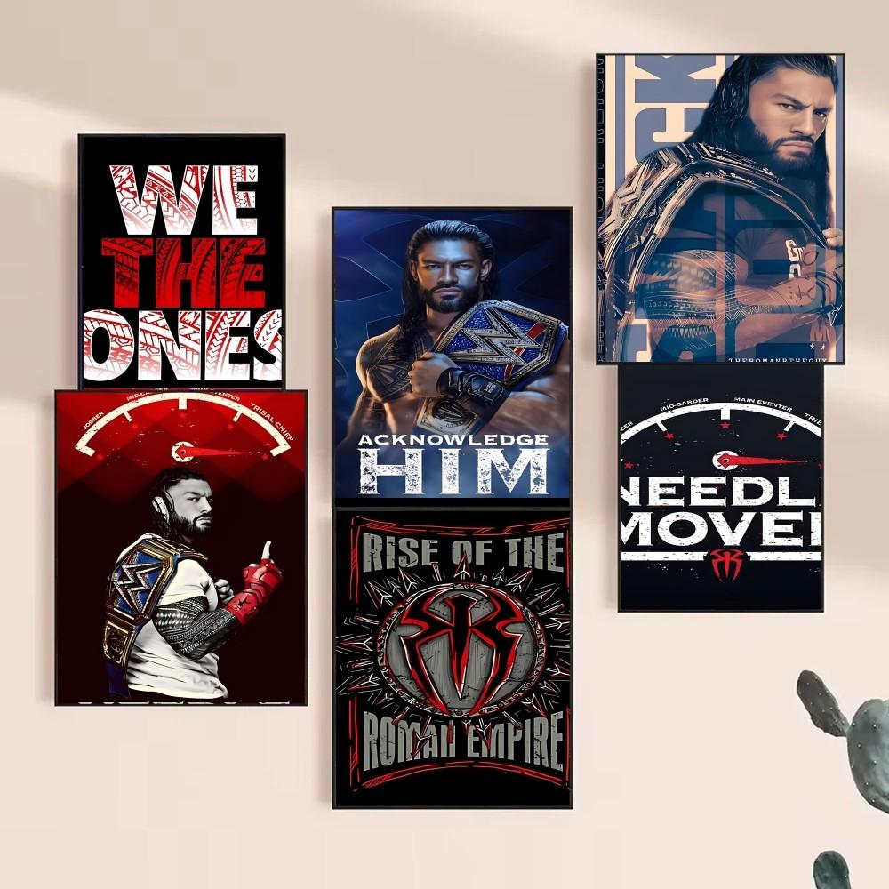 1 szt. Gorący Słynny Gwiazdor W-Wrestlingu Roman R-Reigns Plakat Plakaty HD Dekoracja Domu Pokoju Baru Kawiarni Sztuka Malarstwo Ścienne Obraz