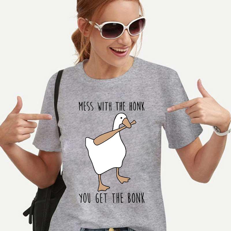 Funny Peace Baseball Duck Print Femei Tricou Harajuku Streetwear Mânecă scurtă Animal Gâscă Moda Casual Haine Tricou de vară