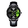 Trendy Men's Sports Car Wheel Hub Design Watch with 3D Racing Elements